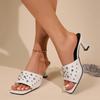 Fashion Summer New Metal Rivet Open Toe Slippers Women's Outside Wear Slide Sandals Sexy Plus Size High Heels