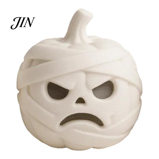 Small Halloween Tabletop Accents 3D Printed Mummy Pumpkin Skull Figurine for Decorations, Creative Holiday Home Decor with Funny Expressions