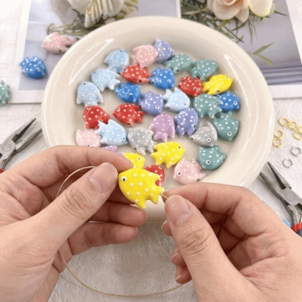 Colorful Fish Ceramic Beads Kawaii Loose Beads Fun Tropical Spacer Beads  Bracelet
