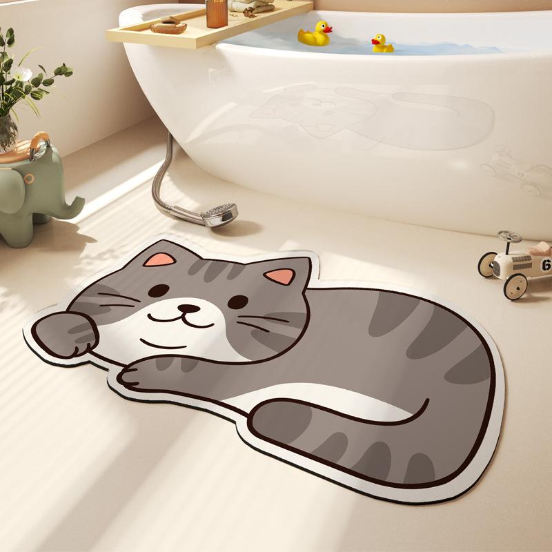Diatomite Water-Absorbing Bathroom Floor Mat, Anti-Slip Quick-Drying Toilet Door Floor Rug, Home Decoration