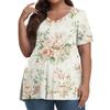 Women's Fashion Casual V-Neck Pullover Short Sleeve Large Size Easter Printed Top