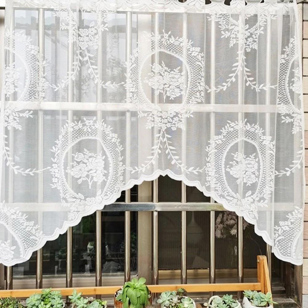 Lace Window Curtain Curved Partition Curtain Fashion Half Curtain  Window Scarf