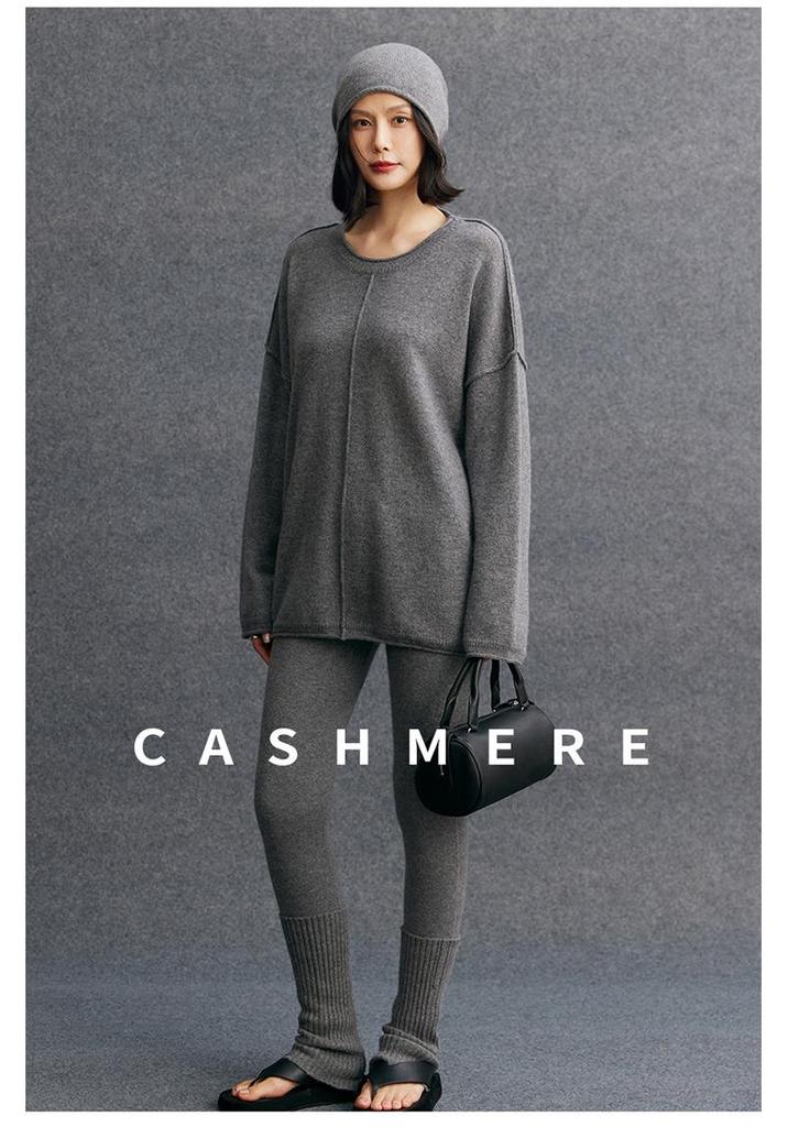Women's 2026 Autumn/Winter Loose Knit Sweater with Round Neck and Rolled Hem