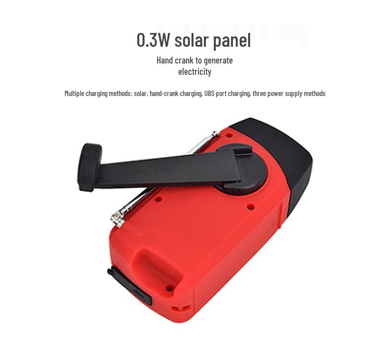 Hand-Crank Solar-Powered LED Light & Emergency Radio with Mobile Power Bank