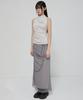 Peulleeoeob Draped Mesh Layered Long Skirt (Fl-264_Gray)