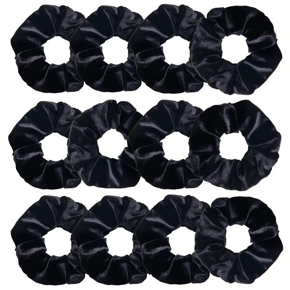12pcs Vintage Women Pink Velvet Scrunchies Baby Girls Headwear White Black Blue Green Elastic Hair Bands Kids Hair Accessories