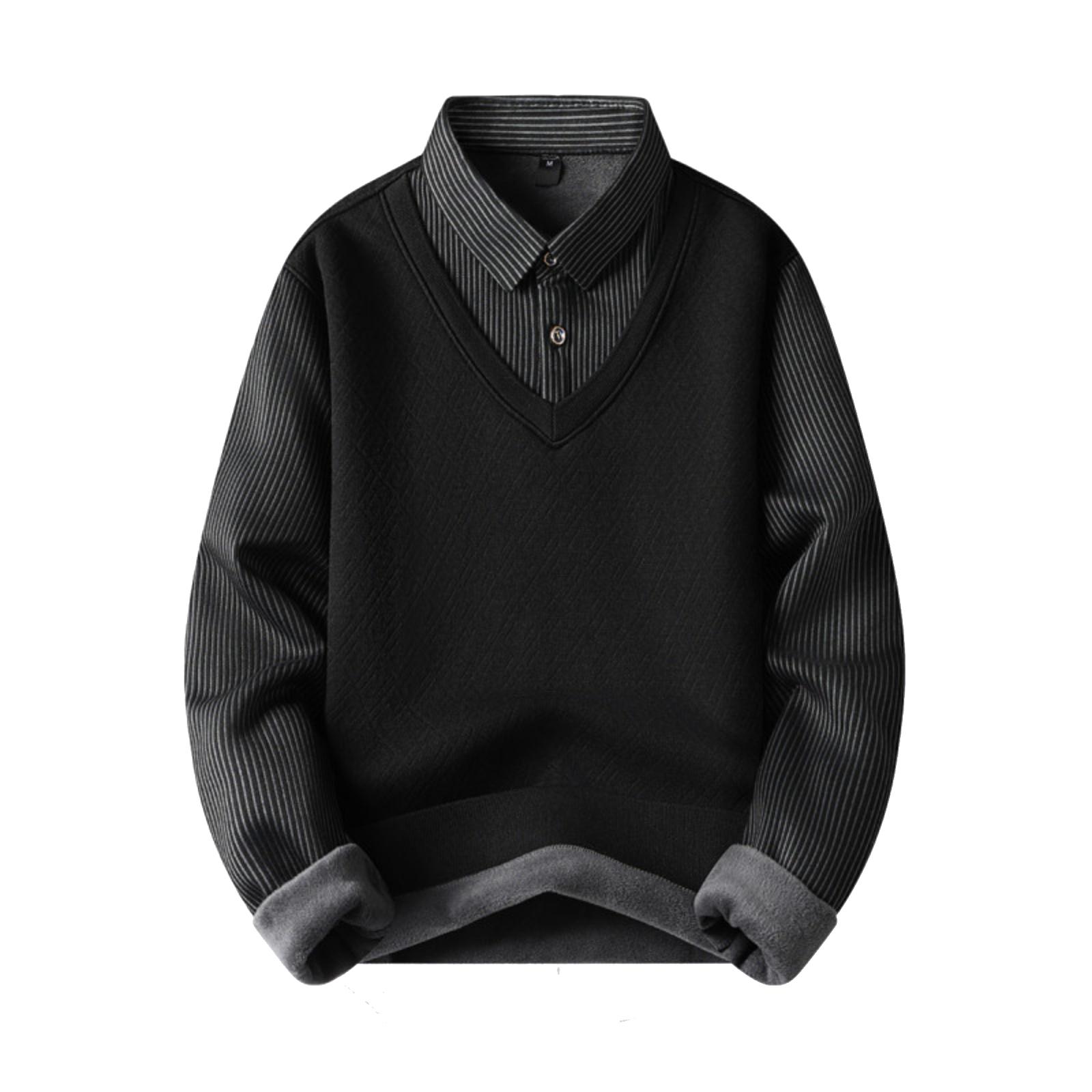 

Men s Casual Color-blocking And Patchwork Style Two-piece Hoodie, Men s Loose V-neck Patchwork Lapel Shirt Hoodie L чёрный