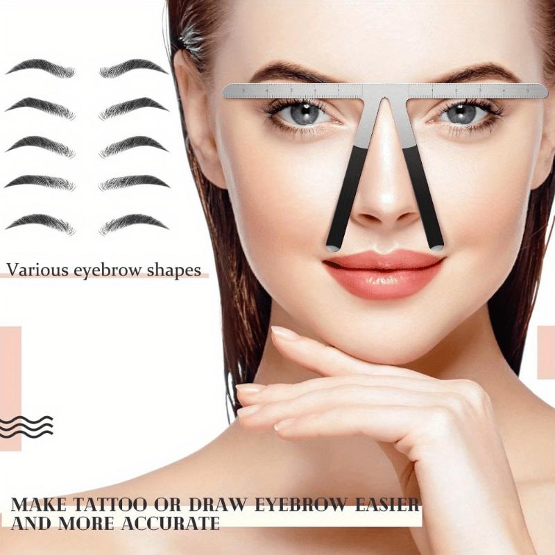 1pc Stainless Steel 3-Point Eyebrow Positioning Ruler, Golden Ratio Caliper, Microblading Grooming Stencil,Eyebrow Measuring Tool, DIY Brow Shaping