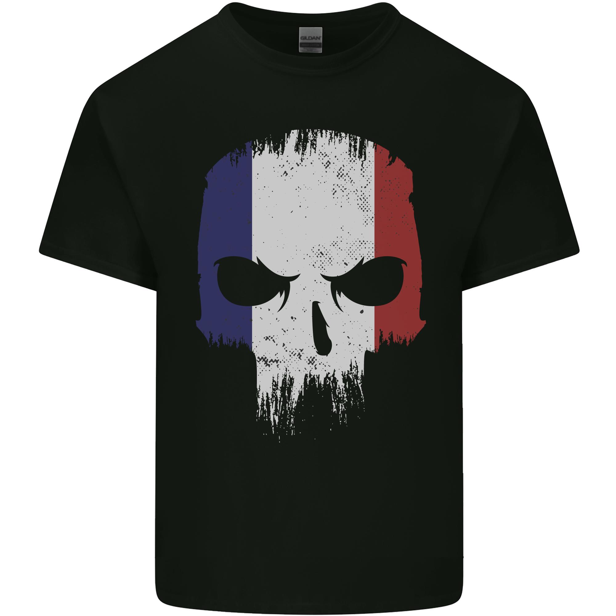 French Skull France Gym Biker Flag Unisexs Light Cotton TShirt S