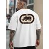 European Size Rhino Logo Summer Outdoor Sports And Casual Oversized Short-Sleeve Tees, Trendy Men'S Fashion Prints, Relaxed Fit Base Shirts