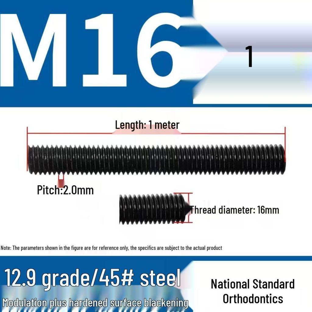 High-Strength Full Thread Lead Screw, 10.9 & 12.9 Grade, M8, National Standard