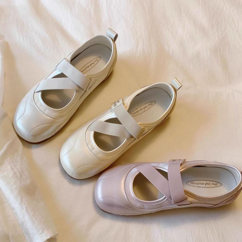 Women's Elegant Flat Shoes 2025 Mary Jane Summer New Ballet Style Trainer Shoes Breathable Soft Sole Round Toe Casual Shoes