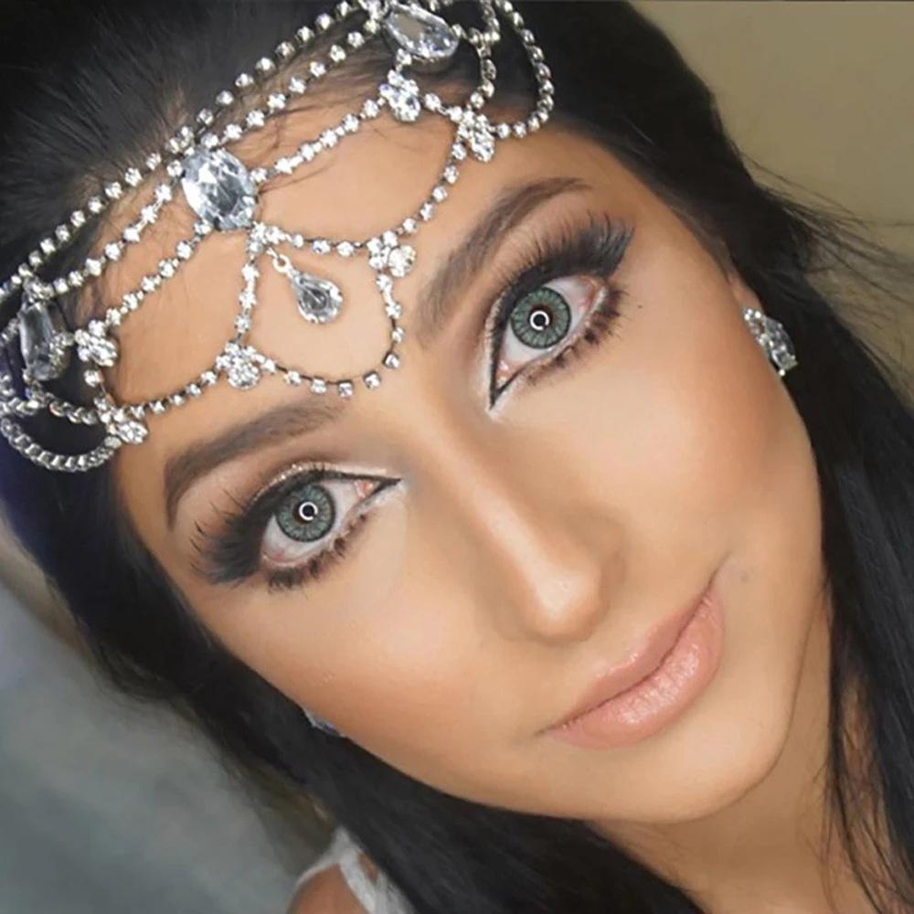 Vintage Trend Rhinestone Head Chain Forehead Headband Indian African Bohemian Hair Accesories Crystal Fringe Tiara Headdress