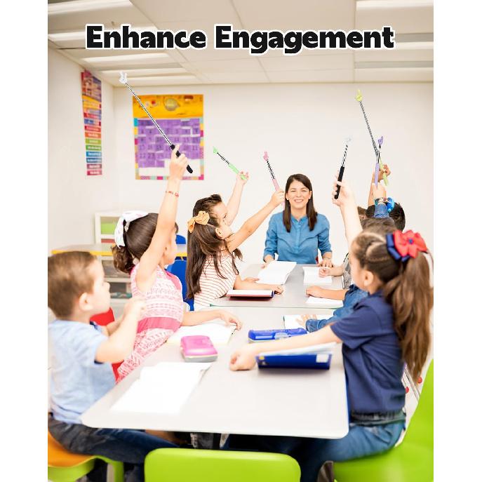 Extendable Finger Pointer Stick, School Collapsible Telescoping Long Hand Pointing Stick, Classroom Must Have Supplies Essentials, Blue Purple
