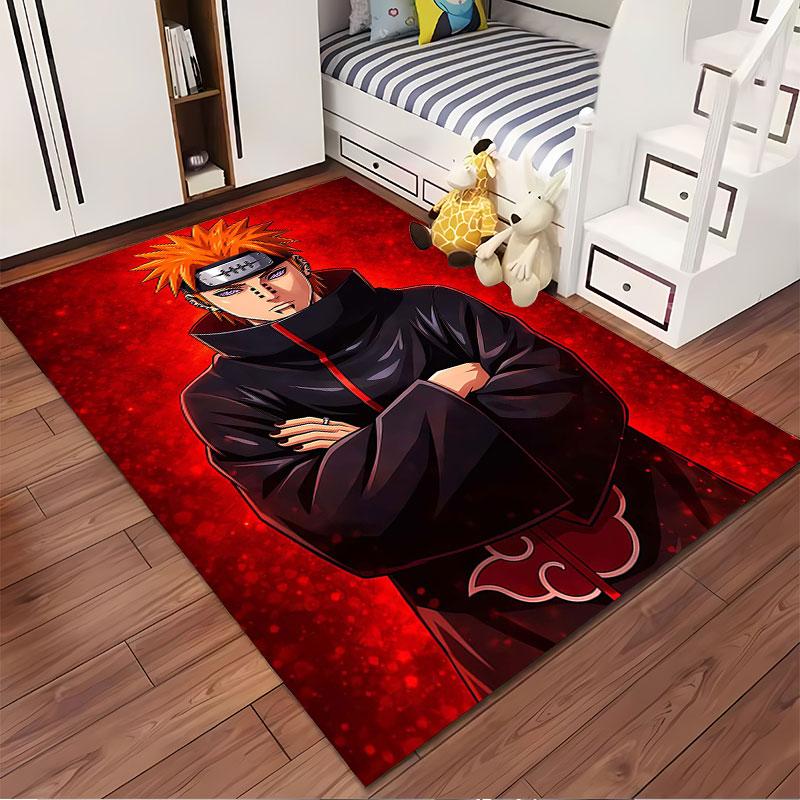 Red-Themed Anime Character Carpet suitable as a non-slip mat for the living room or bedroom sofa