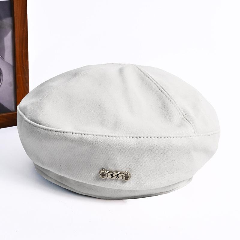 

Sweet versatile hat shows the face, small pumpkin hat, spring and autumn metal label hat, female casual painter hat One Size