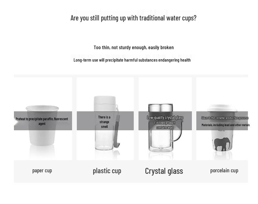 Mount Fuji Minimalist High Borosilicate Glass Cup - Elegant Transparent Design