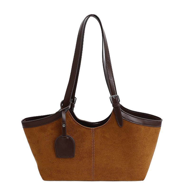 Simple casual suede tote bag women's autumn shoulder underarm light luxury handbag messenger bag cosmetic bag