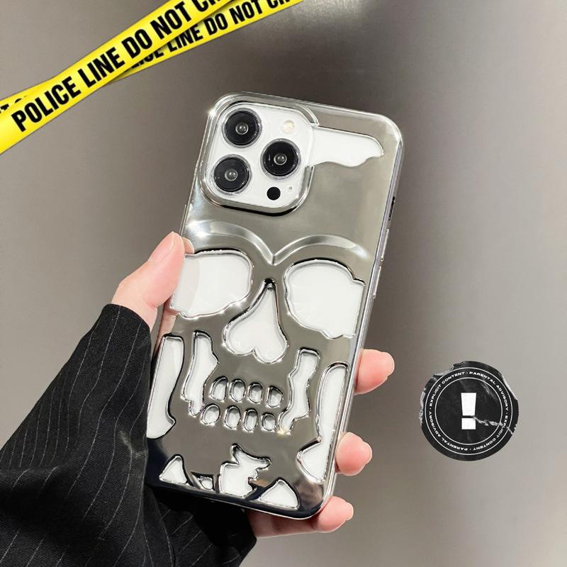 Custodia Anime placcata opaca fredda con teschio cavo per IPhone 14 13 12 11 Pro Max Plus 14Pro 13Pro IPhone 11 Skeleton Deisgn Custodia protettiva