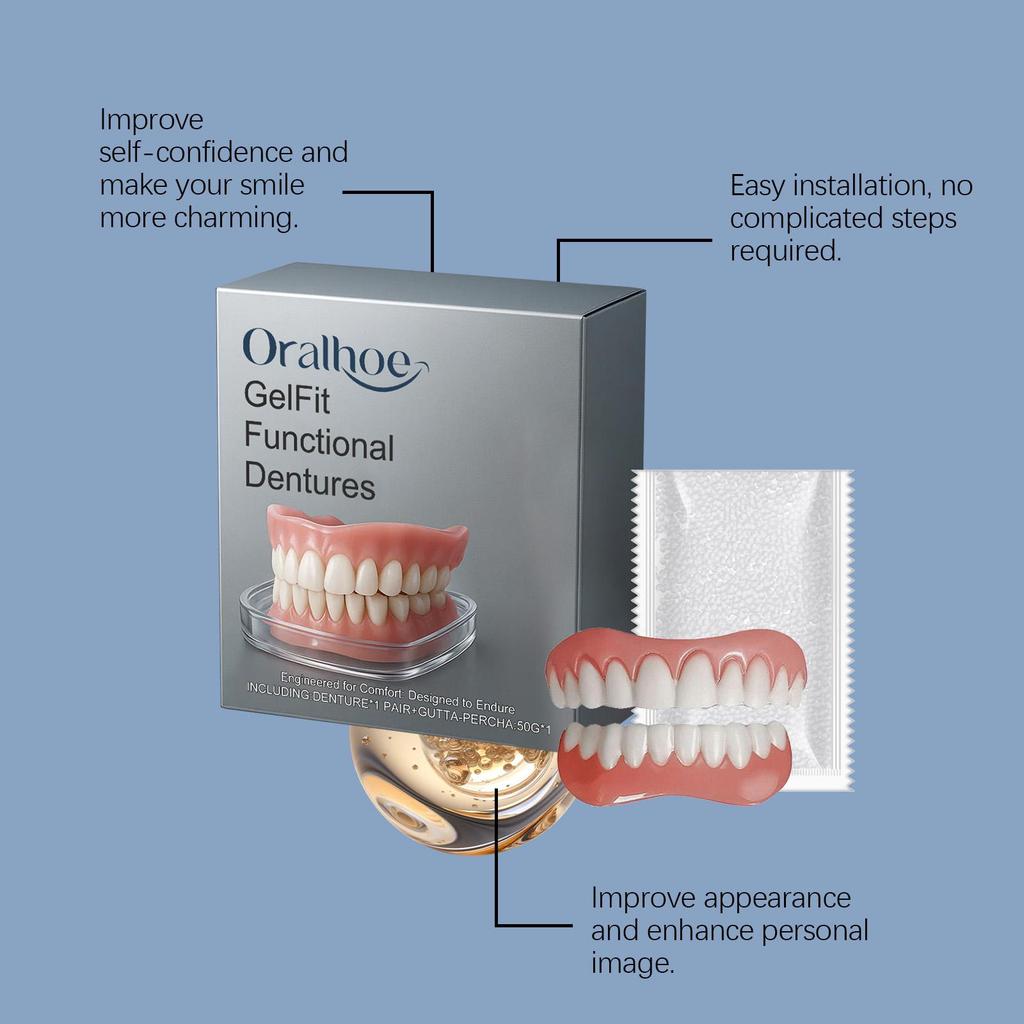 Silicone Dentures False Teeth Full Set Soft Safety Easy to Use Perfect Fit Oral Improve Tooth Loss Broken Temporary Denture Kit