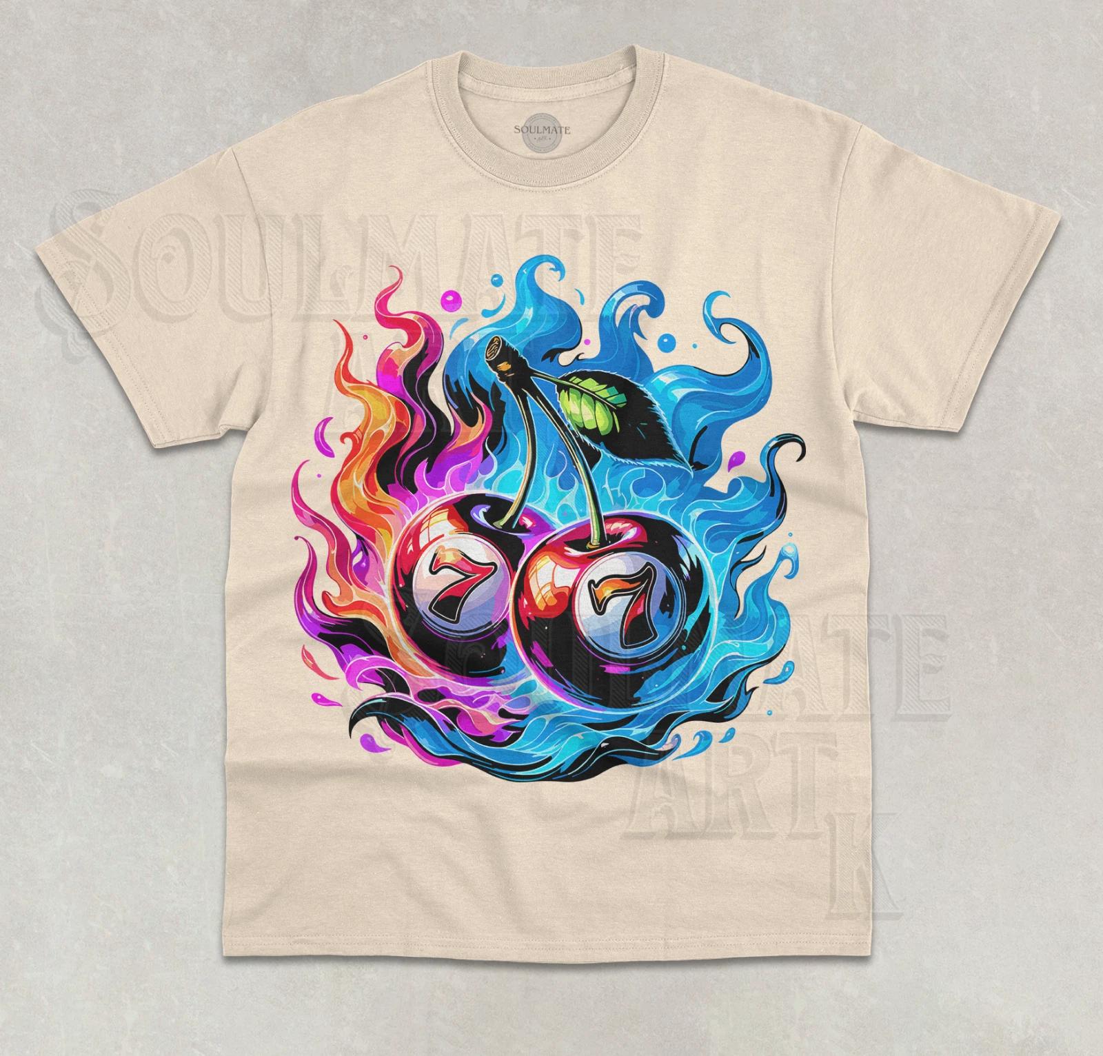 7 Ball Cherry On Fire T- Shirt Funny Meme Ball Pool Billard Unisex Graphic Shirt 4XL