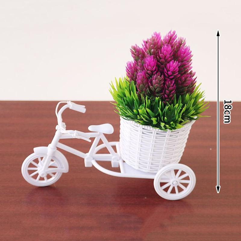Dekoracje Kwiatowe Symulacyjne Kosz Kwiatowy Rattanowy Model Trójkołowy Rowerowy Dom Ogród Dekoracja na Wesele Romantyczna i Urocza