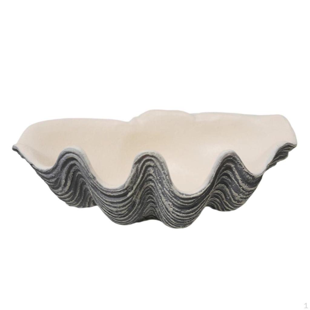 Clam Shell Bowl Coastal Resin Tray with Wavy Rim SeaThemed for Coffee Table, Entryway,