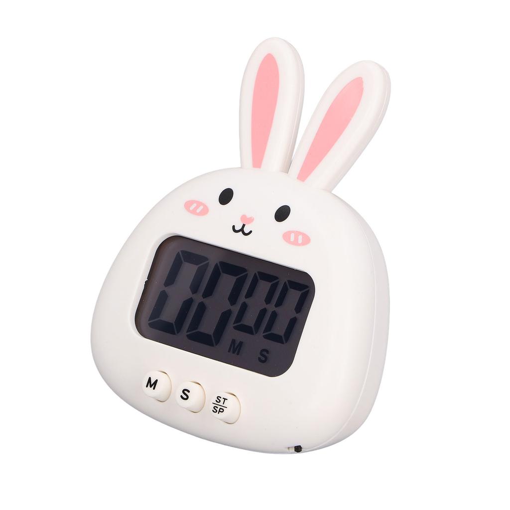 Cartoon Digital Timer ABS Portable Lightweight Simple To Use Cute Cartoon Timer for Kitchen Cooking White Rabbit