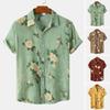 Men Summer Hawaiian Shirt Floral Leaves Print Streetwear Chic Single Breasted Thin Shirt
