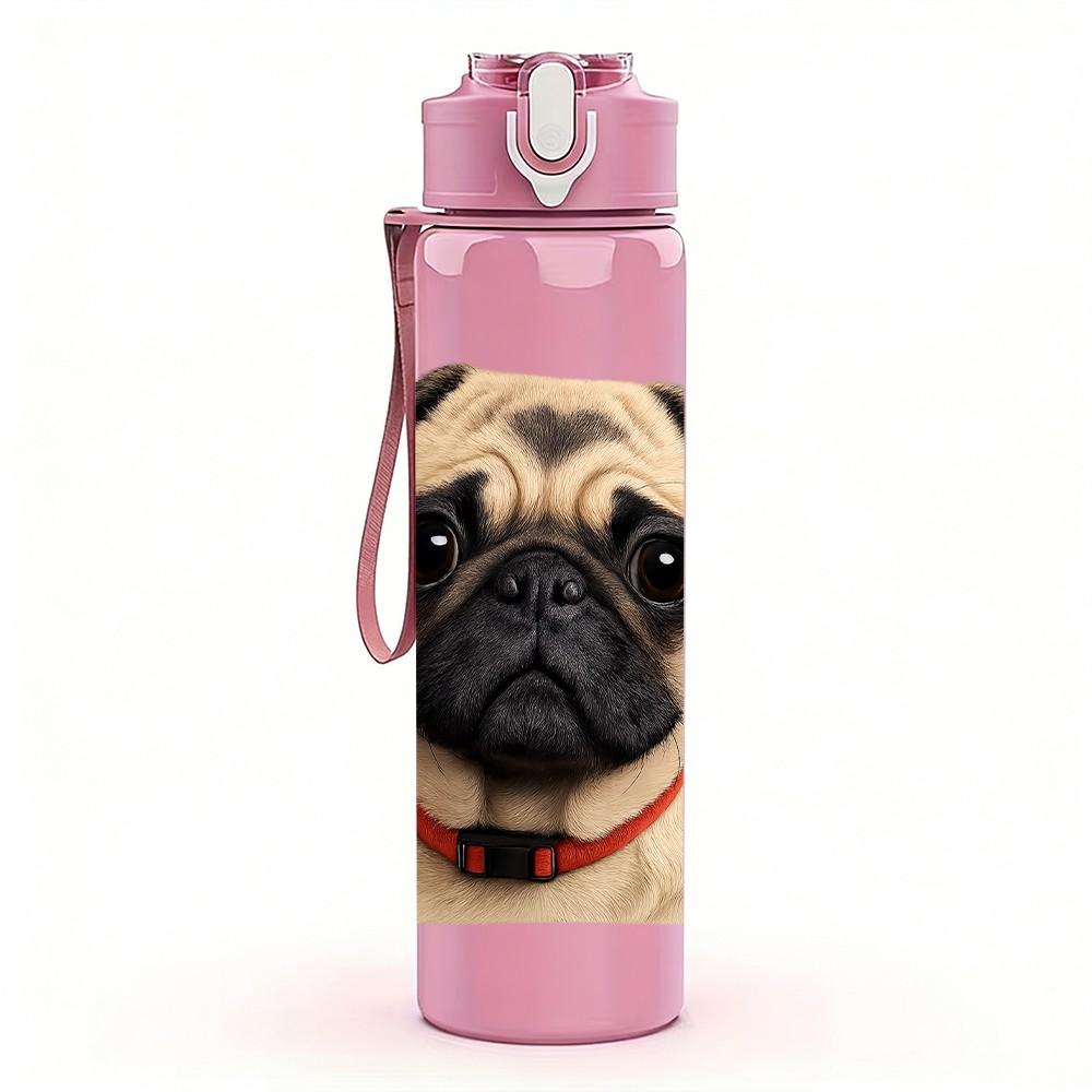 1 PZ Carlino Viso Rugoso Primo Piano 750ml Plastica Colorata Borraccia Sportiva Tappo Flip-Top Anti-Perdita Adatta per Sport Ufficio Uso Domestico