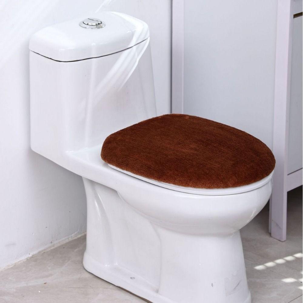 Solid Color Toilet Lid Cover Warm WC Cover Bathroom Seat Protector Toilet Dust Cover  Home Bathroom