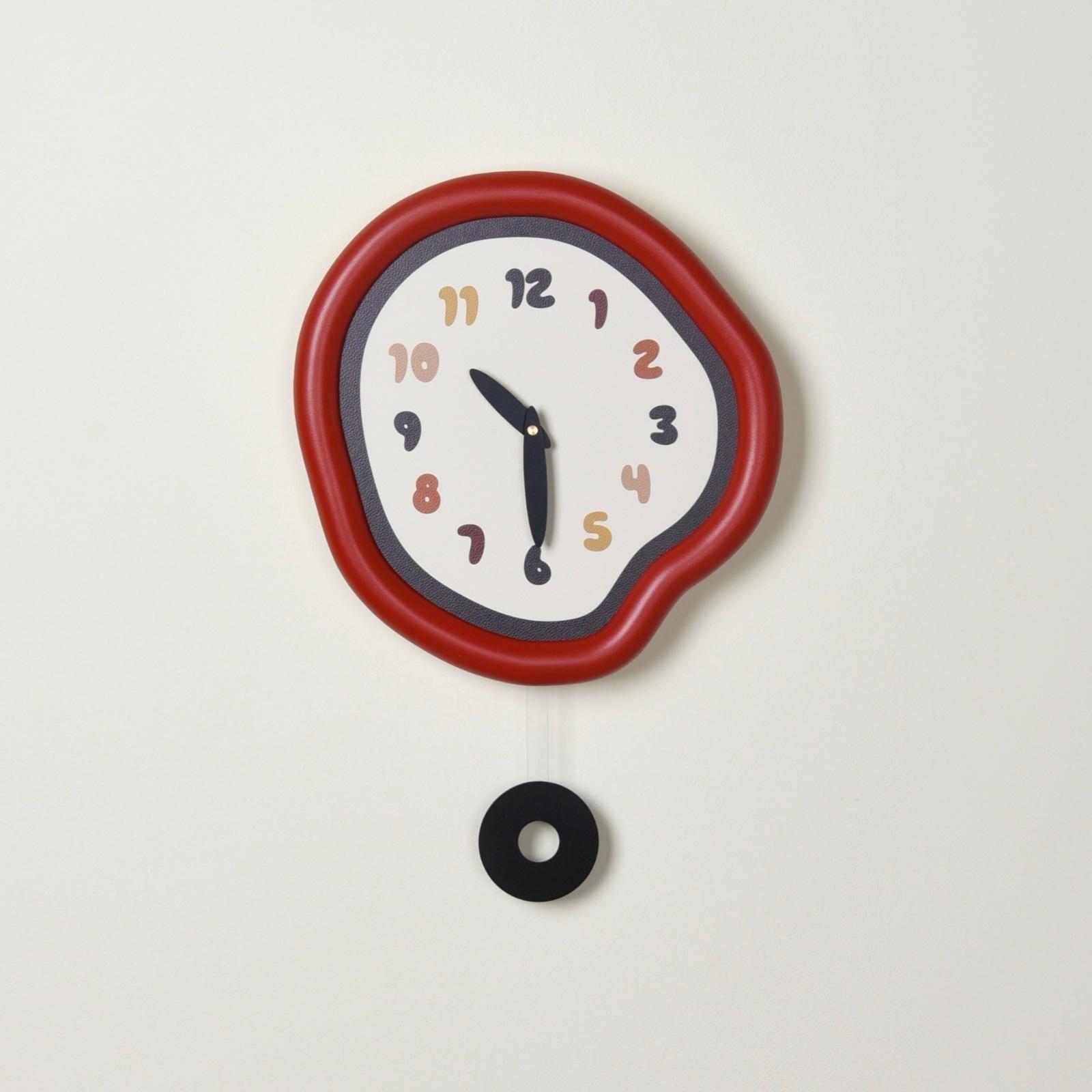 

Japanese and Korean Ins Style Retro Red Wall Clock Without Punching Silent Living Room Clock Home Decoration Clock Quartz Clock Vintage Red - 33 × 50cm - SZ1-1-D