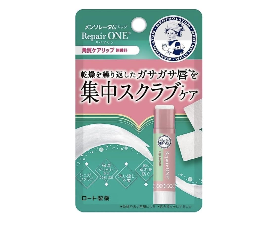 

Mentholatum Lip Repair One Отшелушивающий бальзам для губ x Витамин Е ЦИКА Интенсивный скраб 3,6 г 2 шт. (Ниацинамид, Производное, Экстракт, Вазелин, Уход,