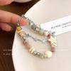 Gentle Universe, Original Handmade Cream Color Scheme Double Star Bracelet Niche Design Girl Natural Stone Beads