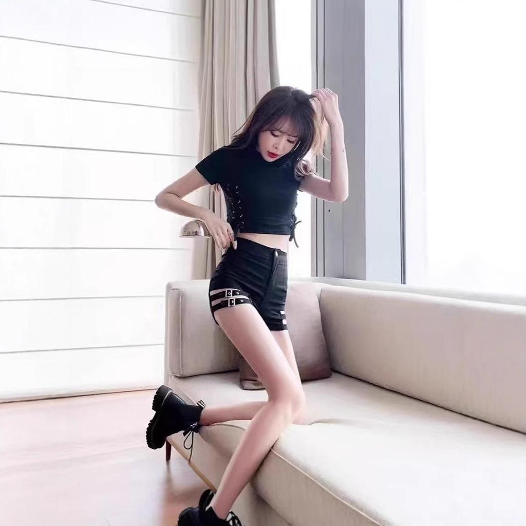 European & American High-Waisted Lace-Up Hollow Sexy Hot Pants