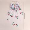 Net Bow Hair Clip Cherry Print Tulle Ribbon Barrette Large Big Bownot Ponytail Hairpin  Women Girls Headwear Accessories Gift