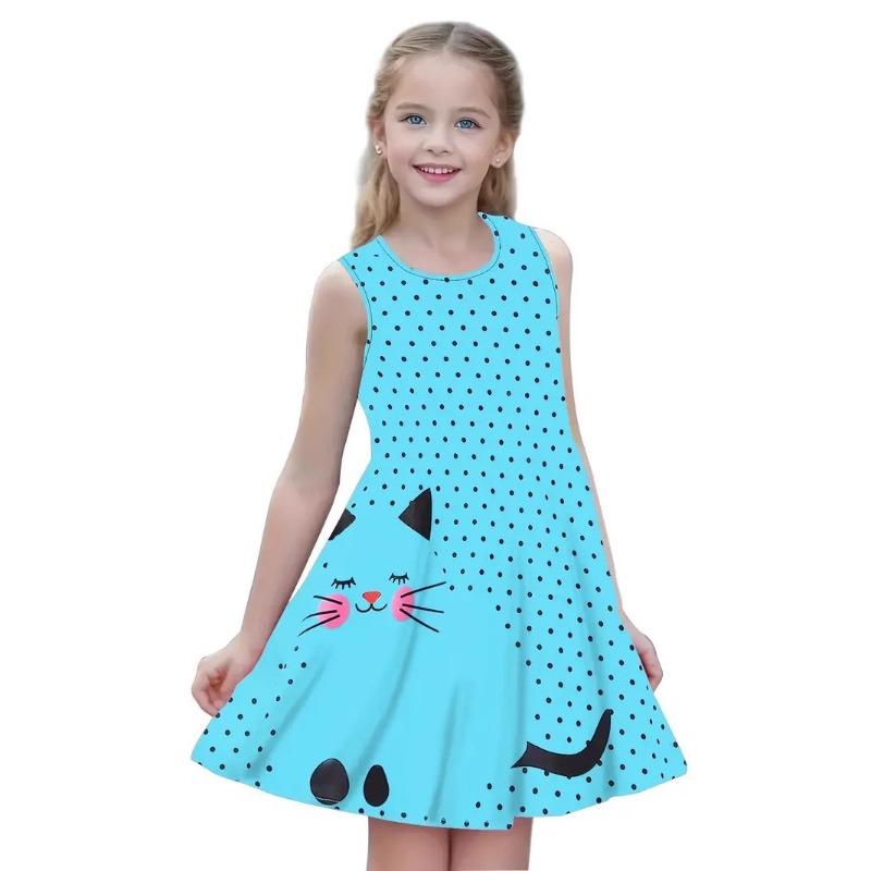 Stylish Cute Comfortable Butterfly Print Children's Sleeveless Women's Clothing Dresses Girls