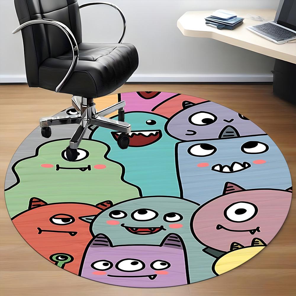 1pc Monster Creatures Office Round Area Rug, Under Office Chairs Bedroom Living Room Home Decor, Room Deco