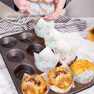 50 Stück Tulpen Muffin Cupcake Papierförmchen Ölfest Cupcakes Einlage Backen Muffinbecher Kuchenhalter Dekorierwerkzeuge Muffin Wickelhüllen