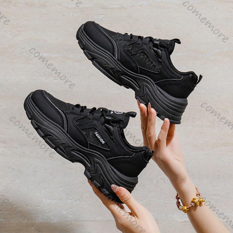 Fashion Comemore Platform Sneakers for Women Spring Summer Mesh Breathable Women's Sport Shoes Casual Solid Lace Up Chunky Heeled Tenis