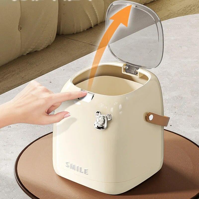 Beishan 2L Luxusní Stolní Koš na Odpadky, Malý Papírový Koš s Uchem, Vhodný pro Kanceláře, Ložnice, Obývací pokoje atd.