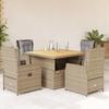 VidaXL Garden Dining Set with Cushions 5pcs Beige Poly Rattan 3262773