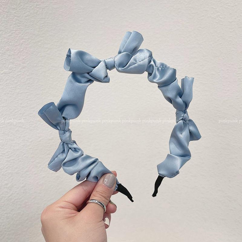 Korean version ins summer bow headband solid color sweet fabric headband wearing versatile hair accessories for women