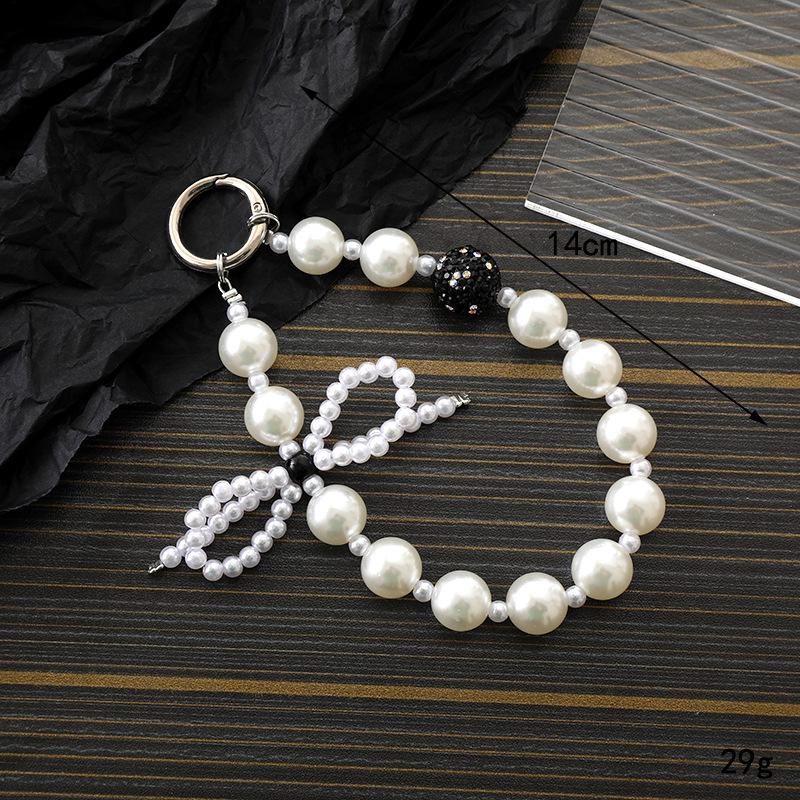 New Pearl Bow Beaded Pendant Phone Case Charm Wrist Strap Lanyard