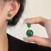 New Chinese Temperament Green Stud Earrings Two Ways To Wear Earrings Niche High-grade White Stud Earrings Women's Explosive Earrings