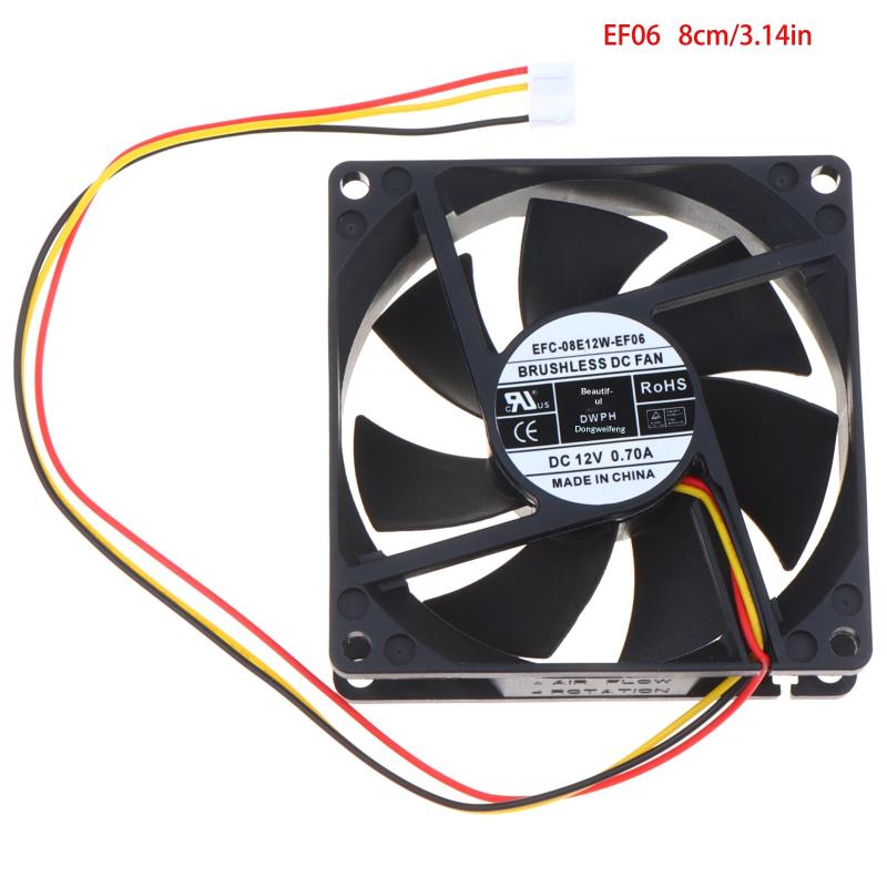 

1 Pcs Cooling Fan Efc-08E12W-Ef07 Ef06 80*80*25Mm 12V 0.70A 3-Wire Server Inverter Switch Cooling Fan