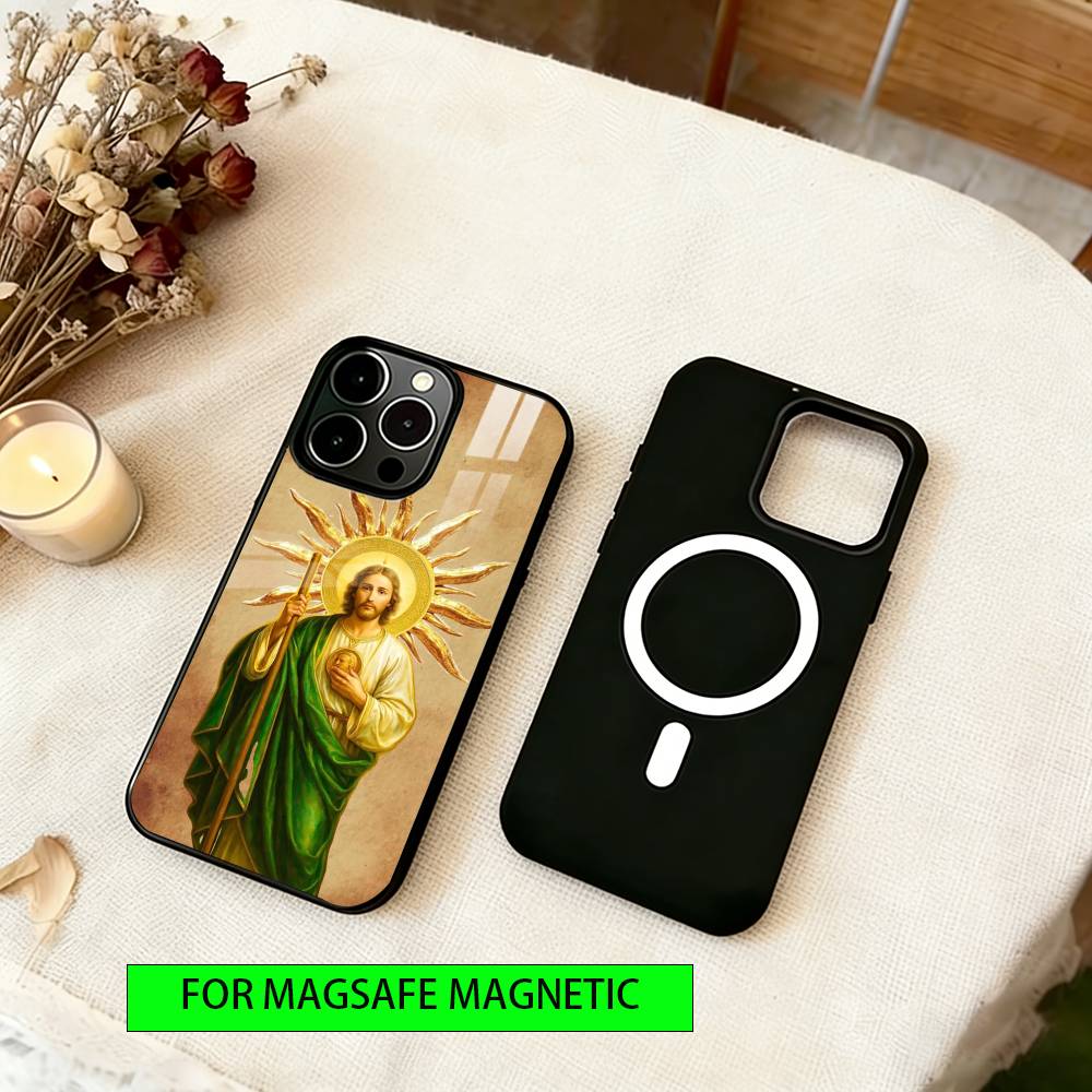 

San Judas Tadeo ART Phone Case For iPhone17,16,15,14,13,12,11 Plus,Pro Magnetic For Magsafe Wireless Charging iPhone14Plus