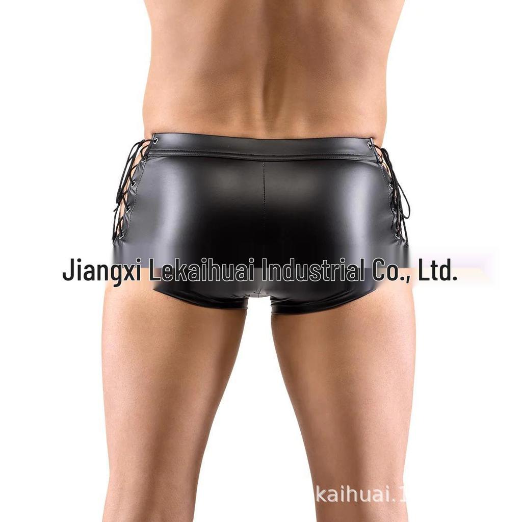 Cross-Border Men's Fetish Patent Leather Boxer Briefs Stage Costume