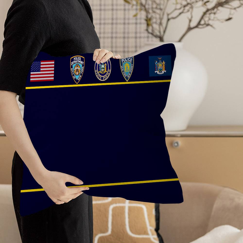 N-New York City Police Department NYPD Pillow Covers Cartoon Sofa Decorative Home Double-sided Printing Short Plush Cute Cushion