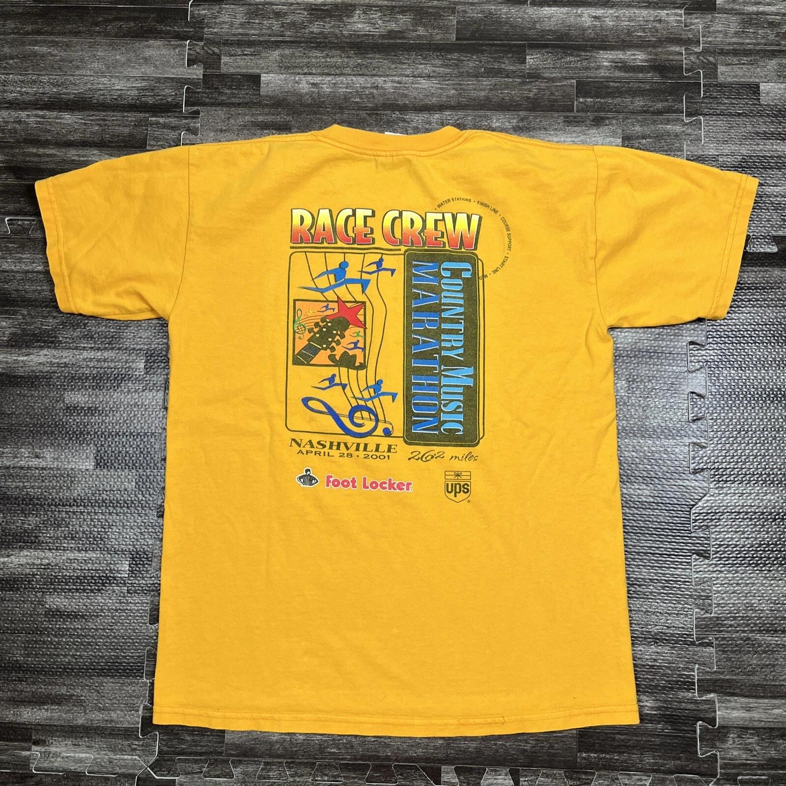 

Vintage 2001 Country Music Marathon Graphic Tshirt Yellow Medium Double Sided 4XL